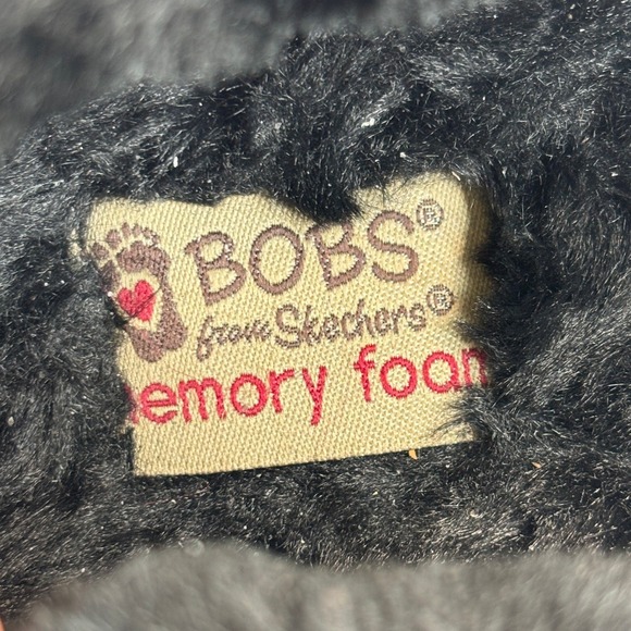 Skechers BOBS Too Cozy Meow Slippers Black Floral Leopard Cat Size 8 - Picture 9 of 12